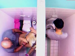 HornyHostel - Blonde Beauty Gets Fucked In The Bathroom